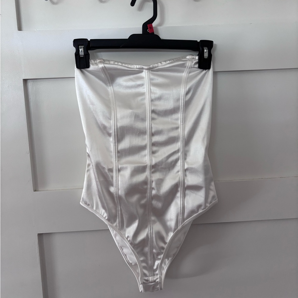 SHEIN Ivory Satin Bodysuit